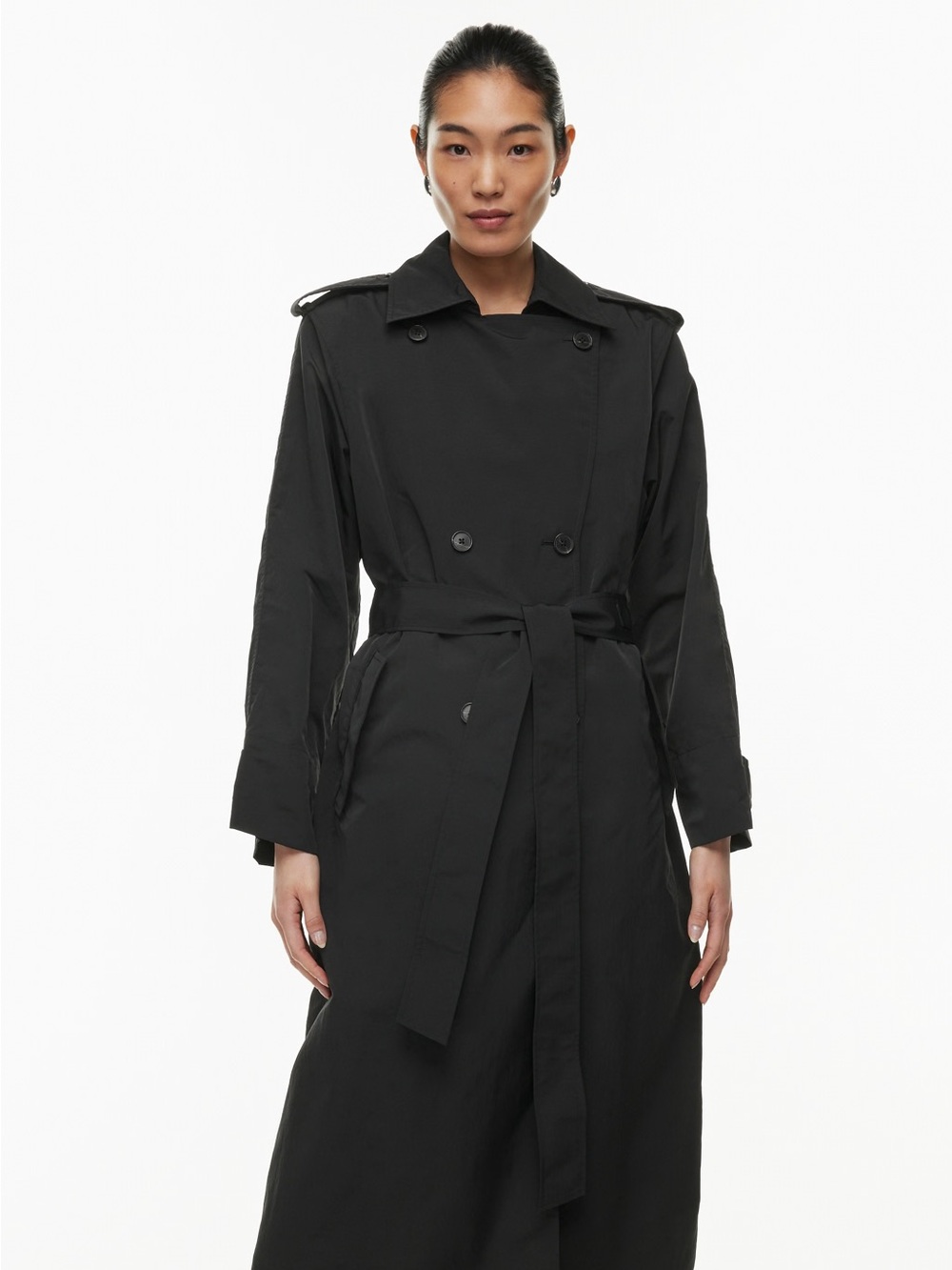 Babaton Black Double-Breasted Trench with Self Tie